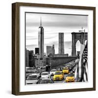 Yellow Taxi on Brooklyn Bridge Overlooking the One World Trade Center (1WTC)-Philippe Hugonnard-Framed Photographic Print