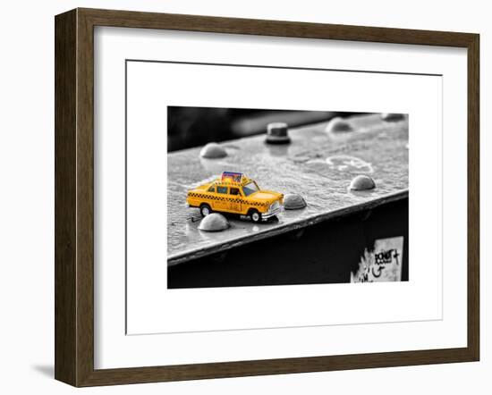 Yellow Taxi on Brooklyn Bridge-Philippe Hugonnard-Framed Art Print