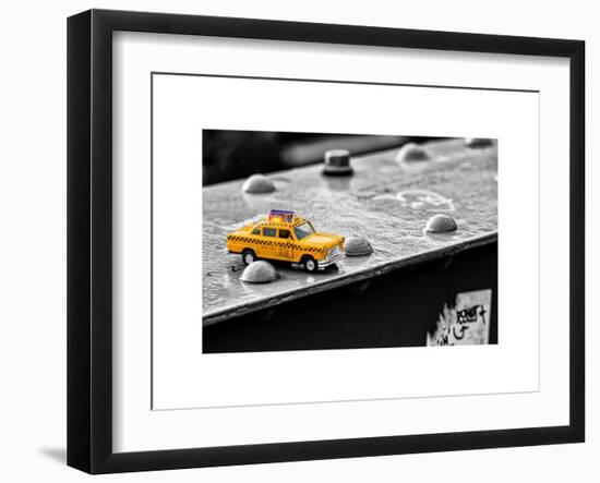 Yellow Taxi on Brooklyn Bridge-Philippe Hugonnard-Framed Art Print