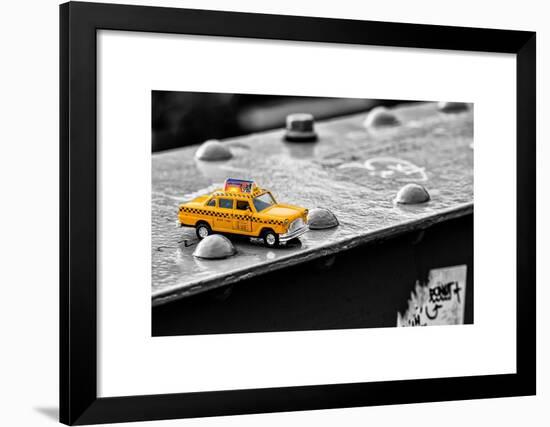 Yellow Taxi on Brooklyn Bridge-Philippe Hugonnard-Framed Art Print