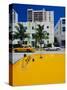 Yellow Taxi, South Beach, Miami Beach, Florida, USA-Sylvain Grandadam-Stretched Canvas