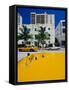 Yellow Taxi, South Beach, Miami Beach, Florida, USA-Sylvain Grandadam-Framed Stretched Canvas