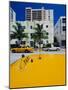 Yellow Taxi, South Beach, Miami Beach, Florida, USA-Sylvain Grandadam-Mounted Photographic Print