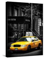 Yellow Taxis, 108 Fifth Avenue, Flatiron, Manhattan, New York City, Black and White Photography-Philippe Hugonnard-Stretched Canvas