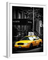 Yellow Taxis, 108 Fifth Avenue, Flatiron, Manhattan, New York City, Black and White Photography-Philippe Hugonnard-Framed Premium Photographic Print