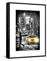 Yellow Taxis at Times Square during a Snowstorm by Night-Philippe Hugonnard-Framed Stretched Canvas