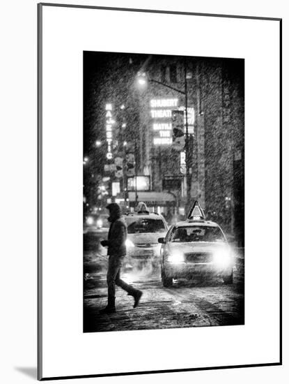 Yellow Taxis at Times Square during a Snowstorm by Night-Philippe Hugonnard-Mounted Art Print