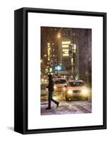 Yellow Taxis at Times Square during a Snowstorm by Night-Philippe Hugonnard-Framed Stretched Canvas