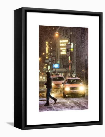 Yellow Taxis at Times Square during a Snowstorm by Night-Philippe Hugonnard-Framed Stretched Canvas