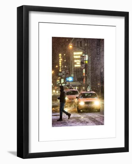 Yellow Taxis at Times Square during a Snowstorm by Night-Philippe Hugonnard-Framed Art Print