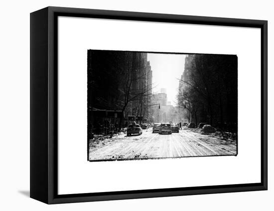 Yellow Taxis on Fifth Avenue Snow in Manhattan-Philippe Hugonnard-Framed Stretched Canvas