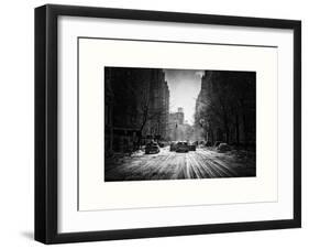 Yellow Taxis on Fifth Avenue Snow in Manhattan-Philippe Hugonnard-Framed Art Print