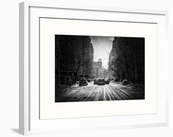 Yellow Taxis on Fifth Avenue Snow in Manhattan-Philippe Hugonnard-Framed Art Print