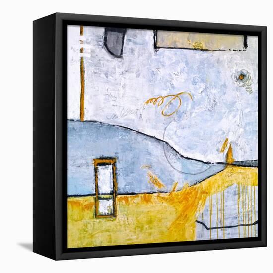 Yellow telephone booth-Hyunah Kim-Framed Stretched Canvas