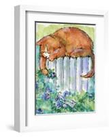 Yellow Tiger Tabby Cat with Mouse-sylvia pimental-Framed Art Print