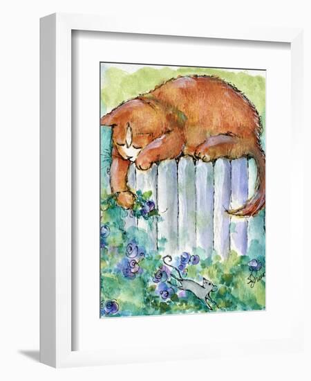 Yellow Tiger Tabby Cat with Mouse-sylvia pimental-Framed Art Print