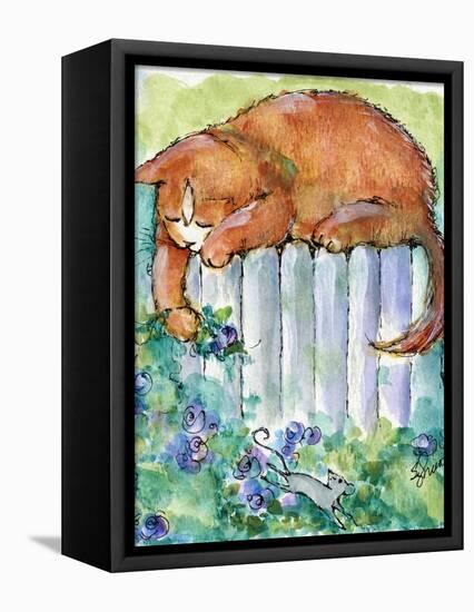 Yellow Tiger Tabby Cat with Mouse-sylvia pimental-Framed Stretched Canvas