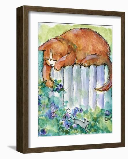 Yellow Tiger Tabby Cat with Mouse-sylvia pimental-Framed Art Print