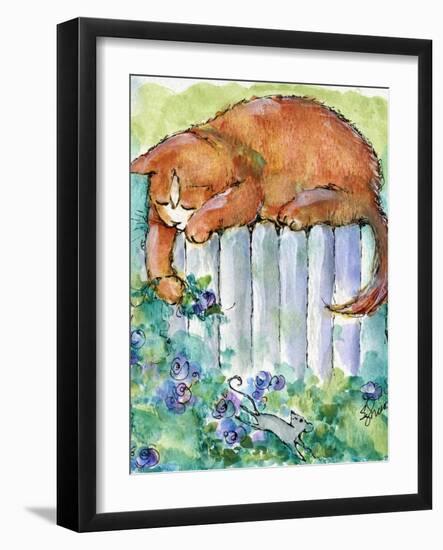 Yellow Tiger Tabby Cat with Mouse-sylvia pimental-Framed Art Print