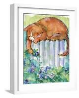 Yellow Tiger Tabby Cat with Mouse-sylvia pimental-Framed Art Print