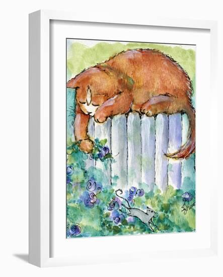 Yellow Tiger Tabby Cat with Mouse-sylvia pimental-Framed Art Print