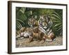 Yellow Tiger with Cubs-unknown Ampel-Framed Art Print