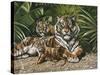 Yellow Tiger with Cubs-unknown Ampel-Stretched Canvas