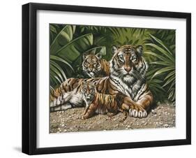 Yellow Tiger with Cubs-unknown Ampel-Framed Art Print