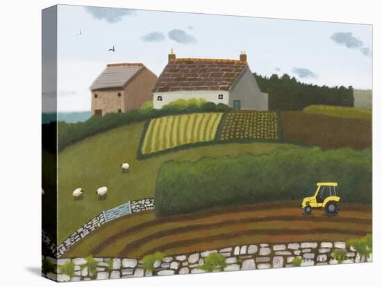Yellow Tractor and Sheep-Sophie Harding-Stretched Canvas