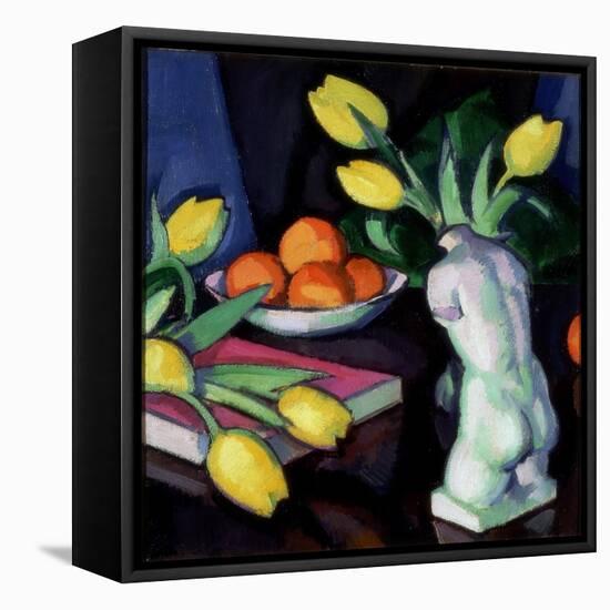 Yellow Tulips and Statuette-Samuel John Peploe-Framed Stretched Canvas