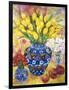 Yellow Tulips in a Blue and Gold Pot-Lorraine Platt-Framed Giclee Print