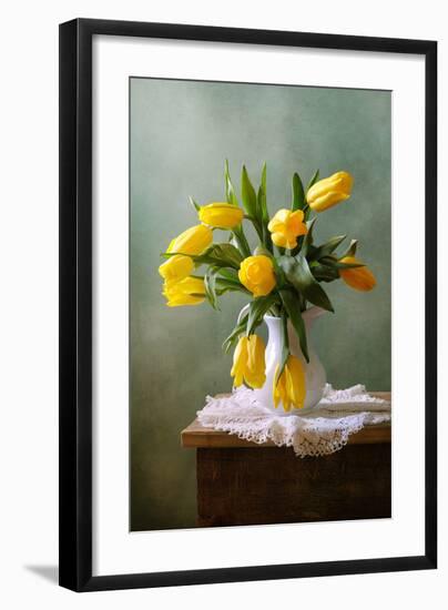 Yellow Tulips in a Vase-null-Framed Art Print