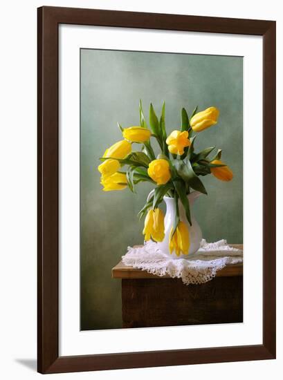 Yellow Tulips in a Vase-null-Framed Art Print