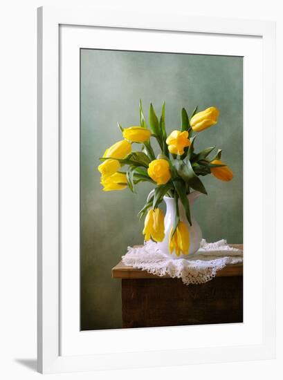 Yellow Tulips in a Vase-null-Framed Art Print