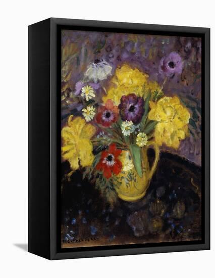 Yellow Tulips; Les Tulipe Jaunes-Frederick Carl Frieseke-Framed Stretched Canvas