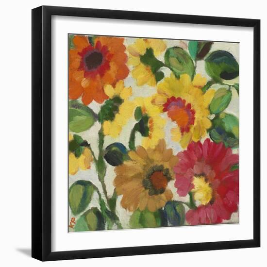 Yellow Zinnias-Kim Parker-Framed Giclee Print