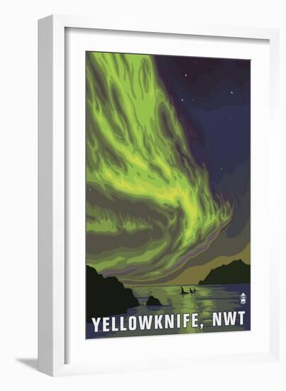 Yellowknife, NW Territories, Canada, Northern Lights and Orca-Lantern Press-Framed Art Print