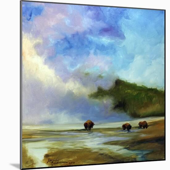 Yellowstone Buffalo Landscape-Marcia Baldwin-Mounted Giclee Print