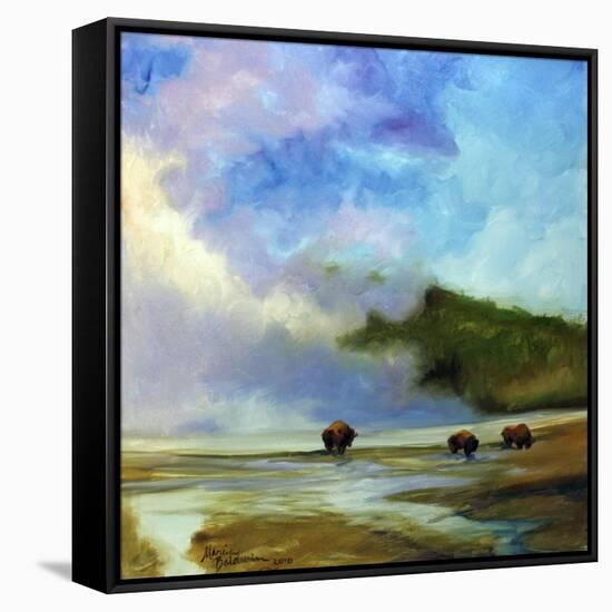 Yellowstone Buffalo Landscape-Marcia Baldwin-Framed Stretched Canvas