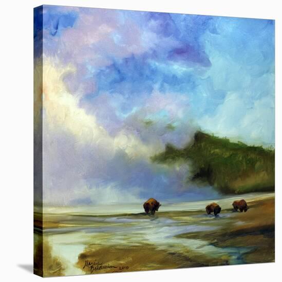 Yellowstone Buffalo Landscape-Marcia Baldwin-Stretched Canvas