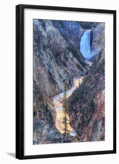 Yellowstone Falls and Sunset Light Reflected-Vincent James-Framed Photographic Print