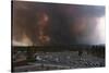Yellowstone Fire with View of Parking Lot-null-Stretched Canvas