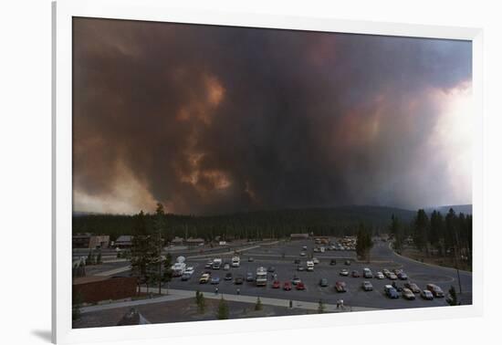 Yellowstone Fire with View of Parking Lot-null-Framed Photographic Print