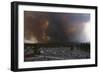 Yellowstone Fire with View of Parking Lot-null-Framed Photographic Print