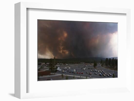 Yellowstone Fire with View of Parking Lot-null-Framed Photographic Print