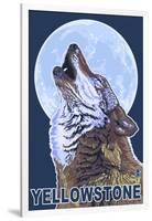 Yellowstone - Howling Wolf-Lantern Press-Framed Art Print