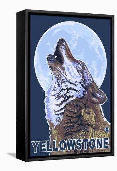 Yellowstone - Howling Wolf-Lantern Press-Framed Stretched Canvas