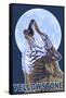 Yellowstone - Howling Wolf-Lantern Press-Framed Stretched Canvas
