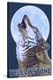 Yellowstone - Howling Wolf-Lantern Press-Stretched Canvas