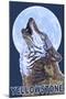 Yellowstone - Howling Wolf-Lantern Press-Mounted Art Print